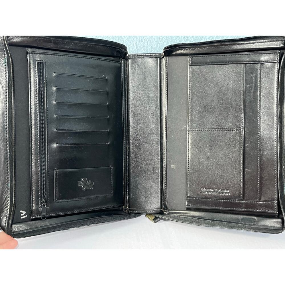VTG Franklin Quest Black Leather Planner Binder 9.5”x11.5” Office Academia